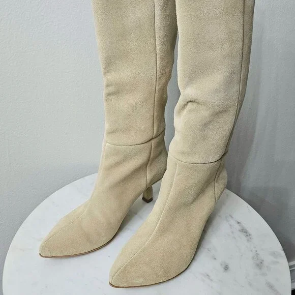Knee-high Pull-on Boots in Suede - Picture 2 of 10